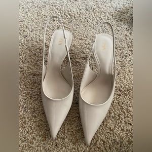 Patent Leather Ivory Sling Back heels